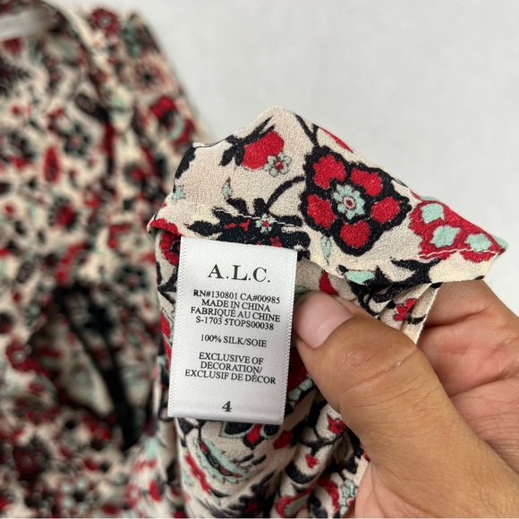 A.L.C. Womens Floral Silk Blouse Top Sleeveless Size 4 NWOT Back Pleat - Picture 8 of 9